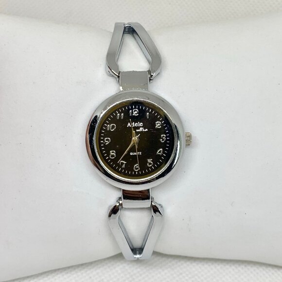 Adele ultra women silver tone watch quartz analog black dial 26mm 7” running - Picture 1 of 6